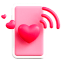 Mobile with a heart emoji indicating multiple likes on OnlineCam.